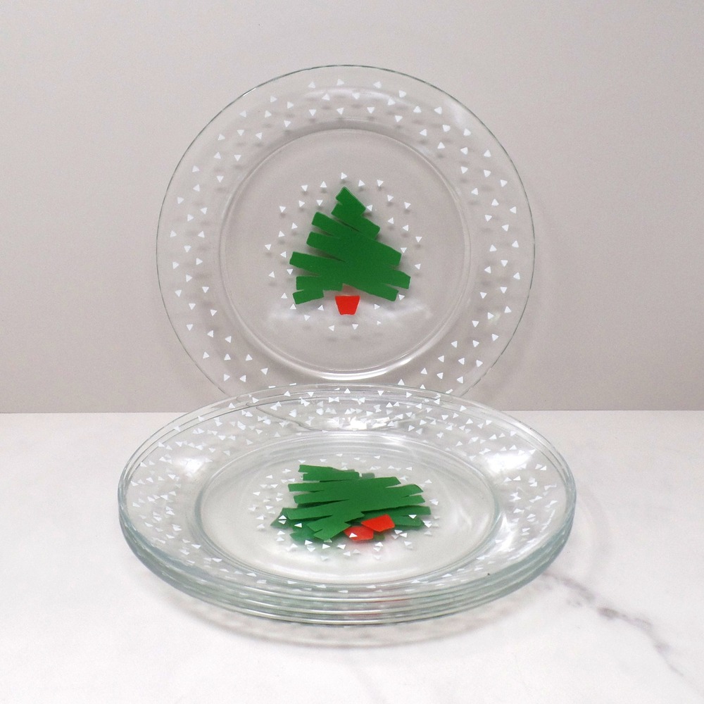 Vintage Arcoroc Salad Plates, 1988 Dayton Hudson Christmas Tree, set of 4